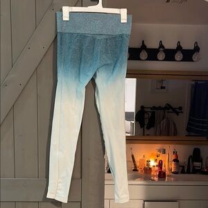 Gymshark Blue and White Gradient Leggings Full-Length Stretch